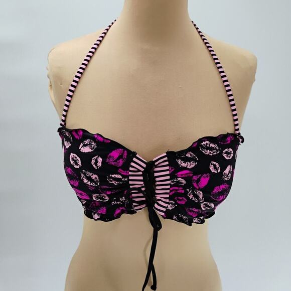 BETSEY JOHNSON Sexy POP Art BY THE POOL Retro Faces BIKINI Swimsuit L - Picture 14 of 14
